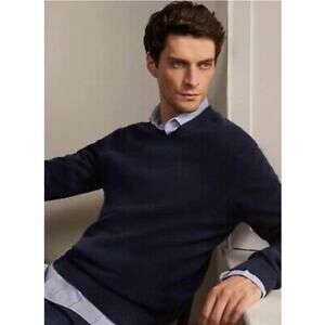 Boden Mens 100% Cashmere V-Neck Navy Blue Pullover Sweater M